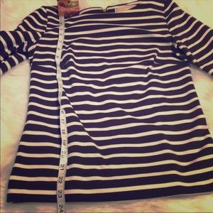 Michael Kors brown white striped shirt 3/4 sleeves